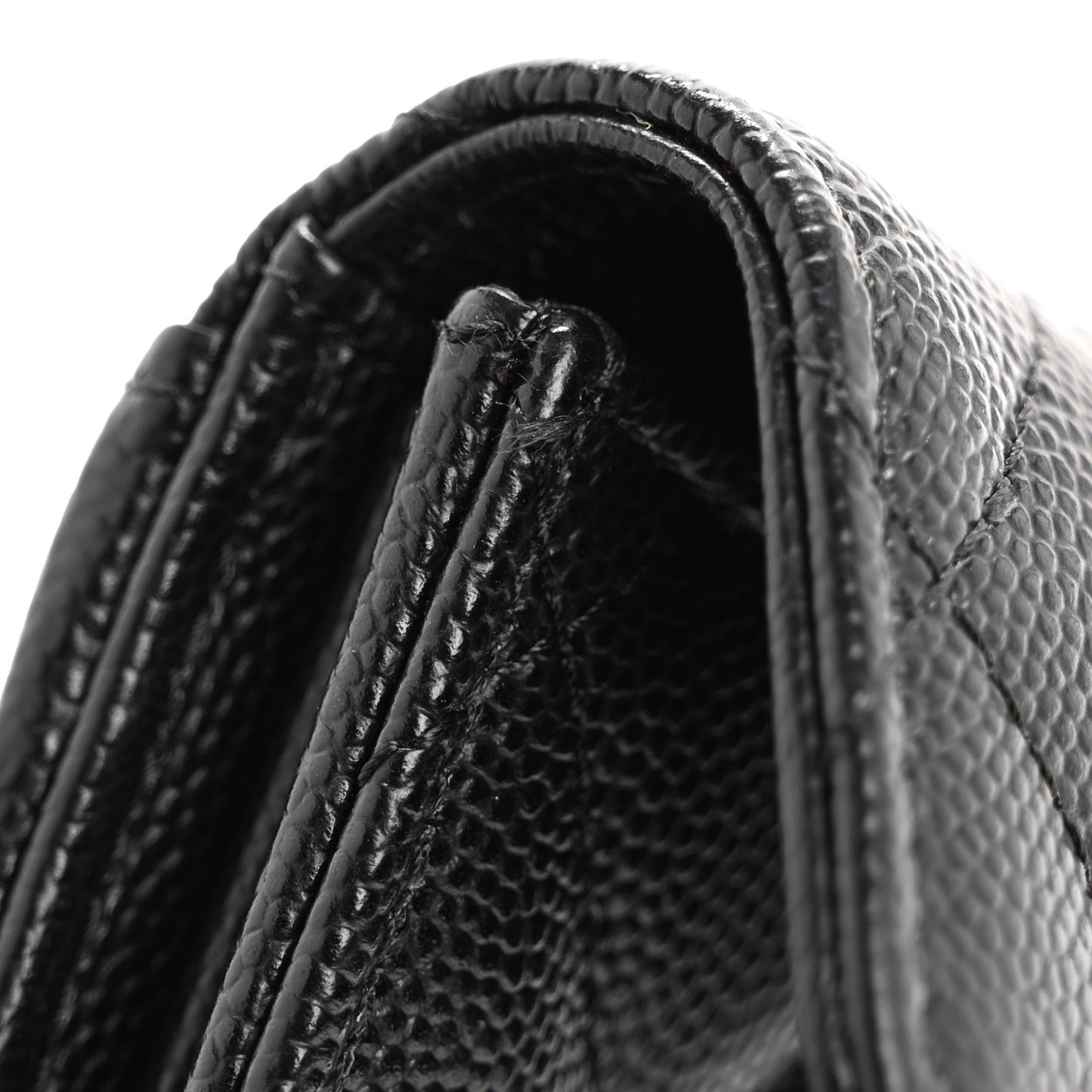 Caviar Quilted Flap Card Holder Wallet Black