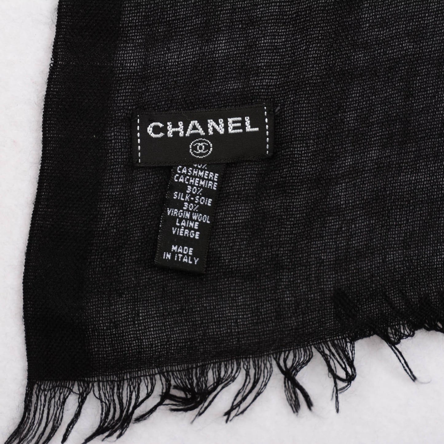 Cashmere Silk Wool Sequins CC Stole Black Silver