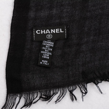 Chanel Cashmere Silk Wool Sequins CC Stole Black Silver 4 of 5