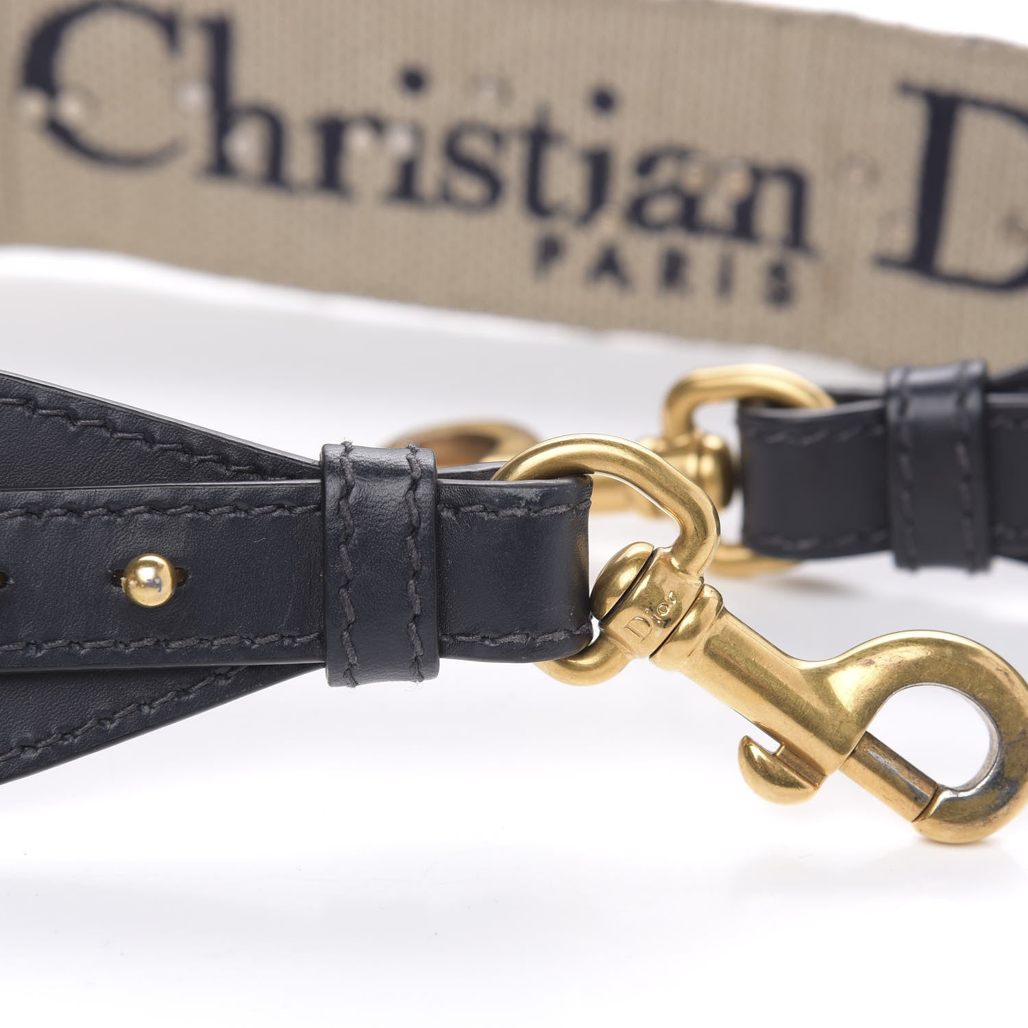 Christian Dior Oblique Studded Shoulder Strap Blue 5 of 7