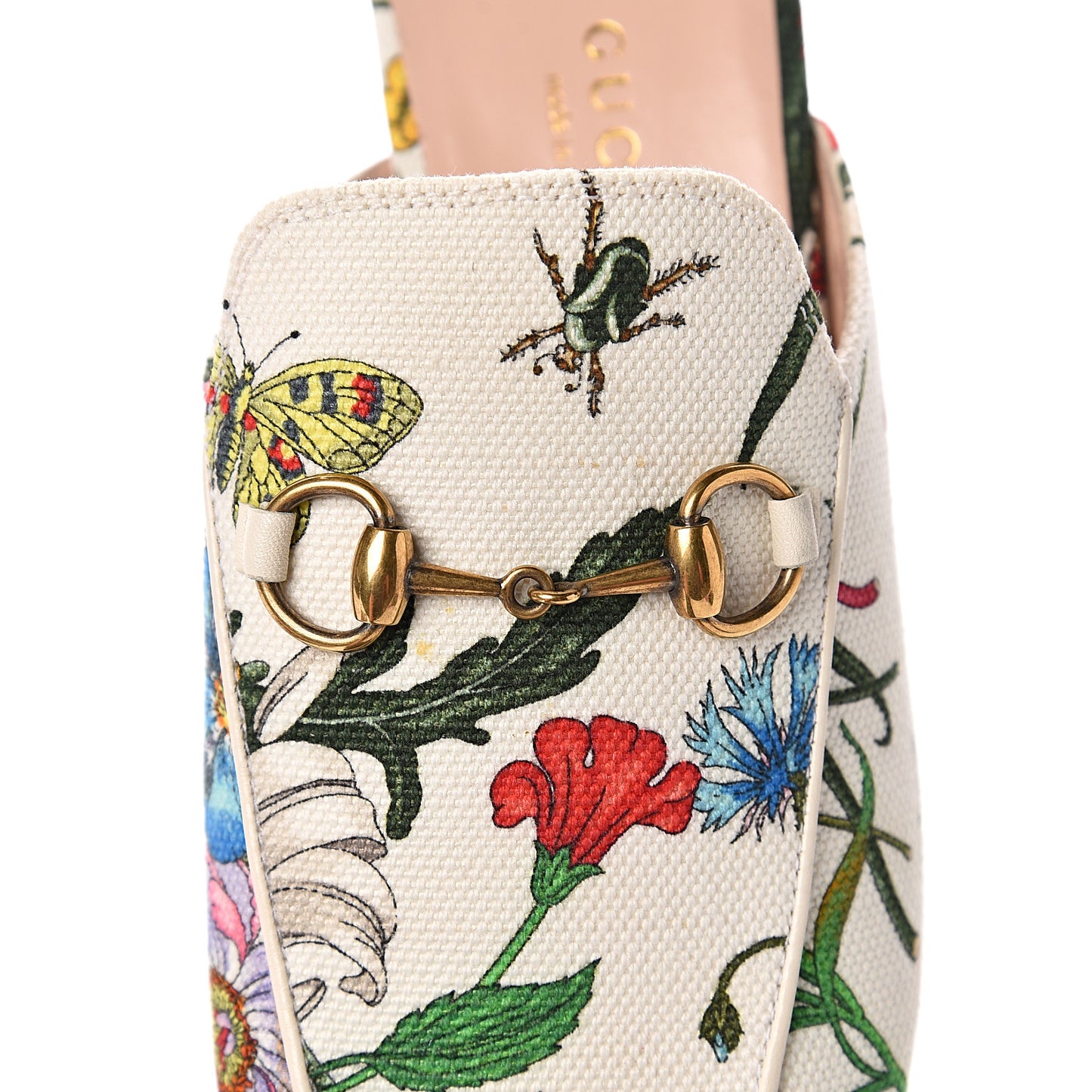 Canvas Flora Womens Princetown Slippers 36.5 White Multicolor