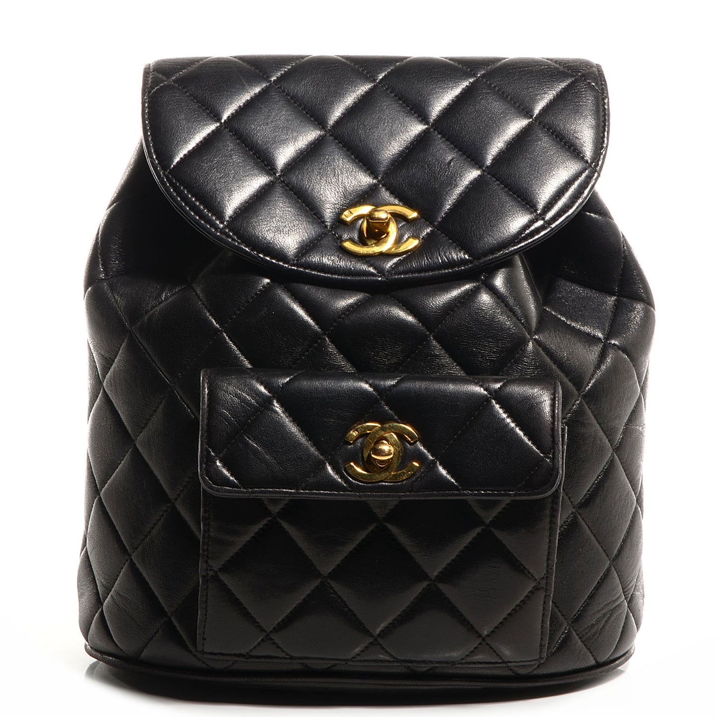 Lambskin Quilted Backpack Black