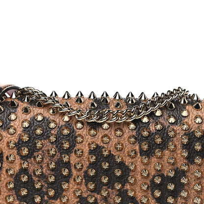Christian Louboutin Calfskin Empire Leopard Spiked Zoompouch Crossbody Brown Gold 8 of 14