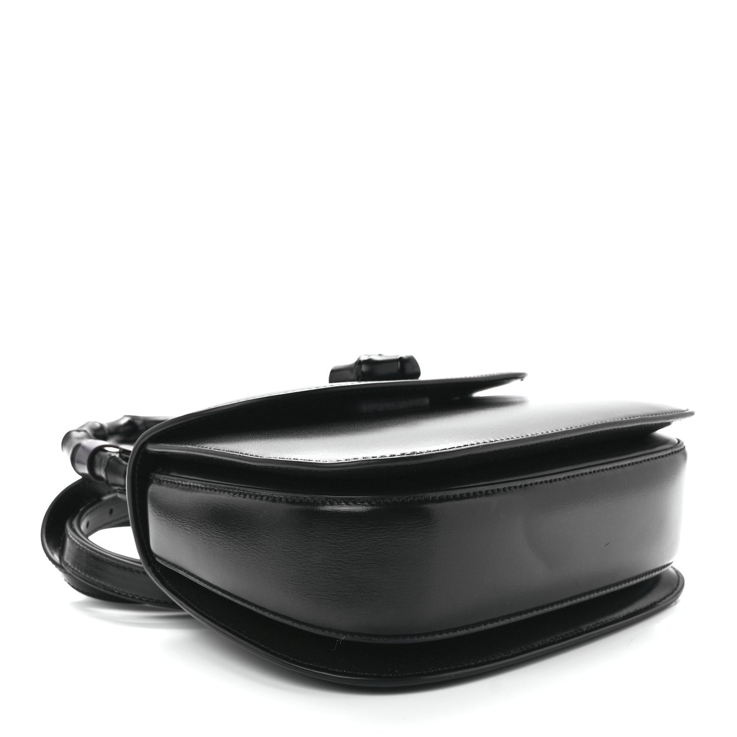 Boarded Dyana Lux Calfskin Web Monochrome Small Bamboo 1947 Top Handle Bag Black