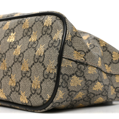 Gucci Soft GG Supreme Monogram Bees Small Crossbody Tote Beige Oro Black 10 of 10