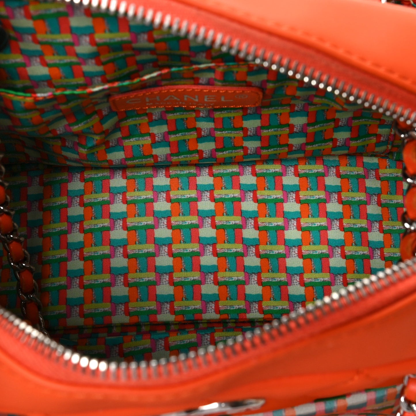 Rubber Quilted Lambskin Coco Rain Camera Bag Orange
