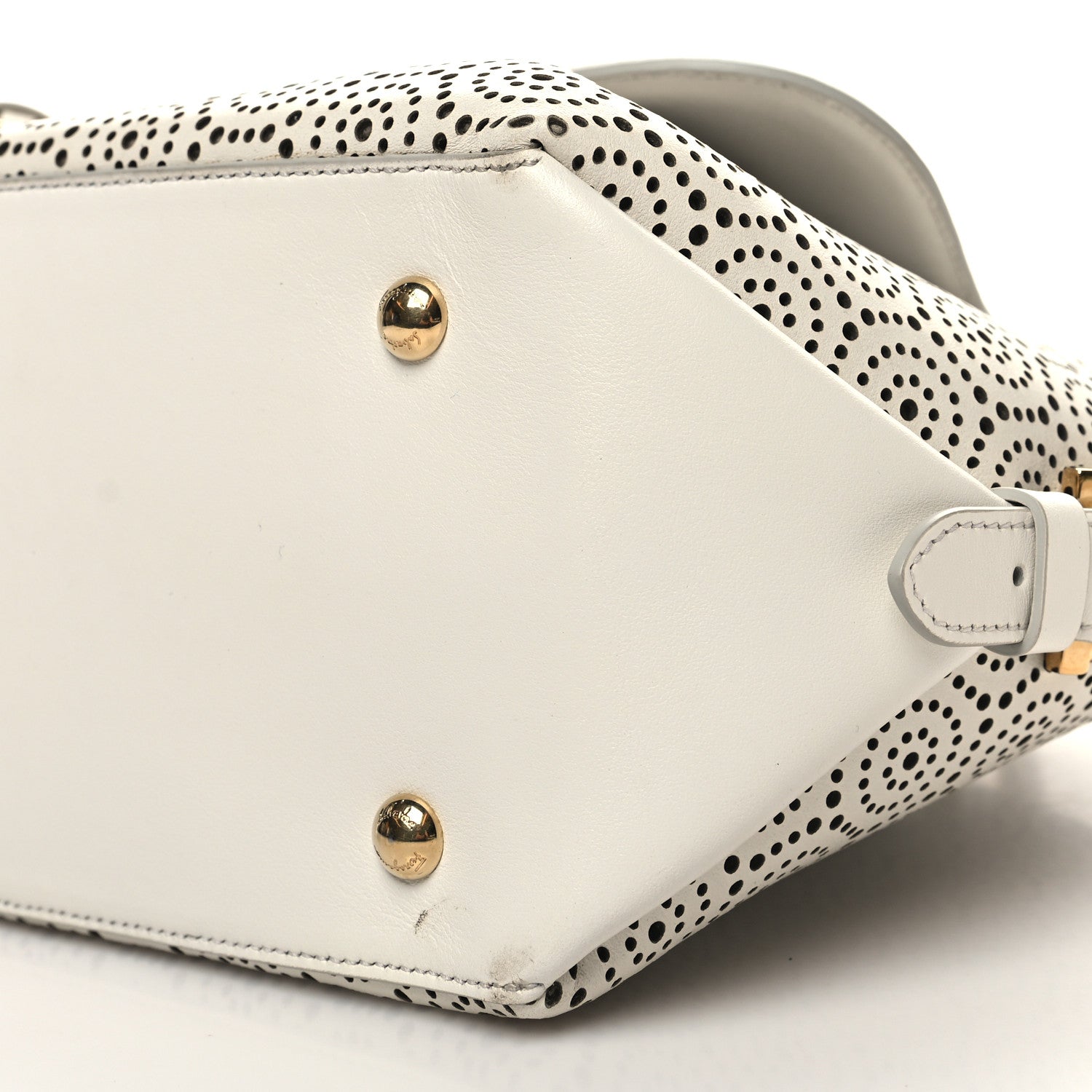 Salvatore Ferragamo Calfskin Perforated Fiamma Bag White 11 of 11