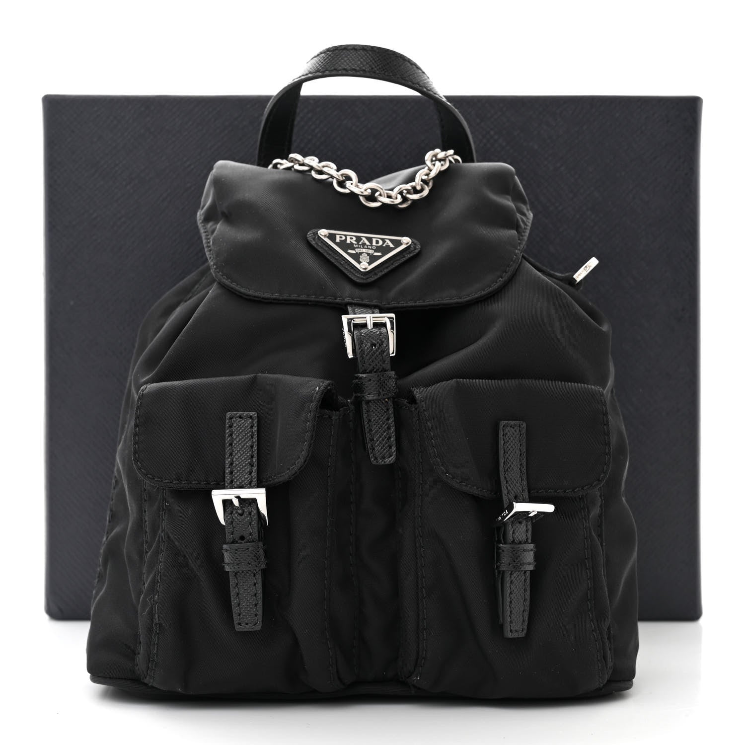 Prada Nylon Vela Mini Crossbody Backpack Black 14 of 14