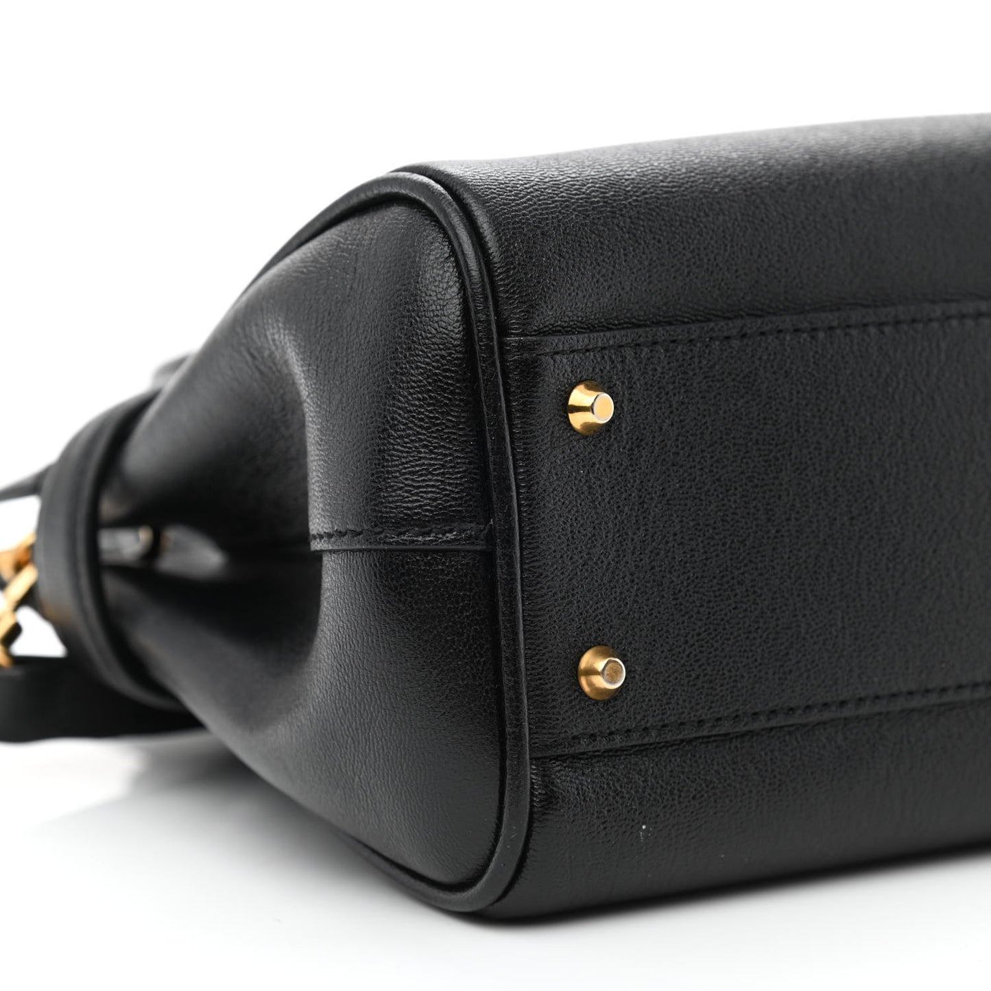 New Sakai Calfskin Lux Small Dahlia Top Handle Shoulder Bag Black