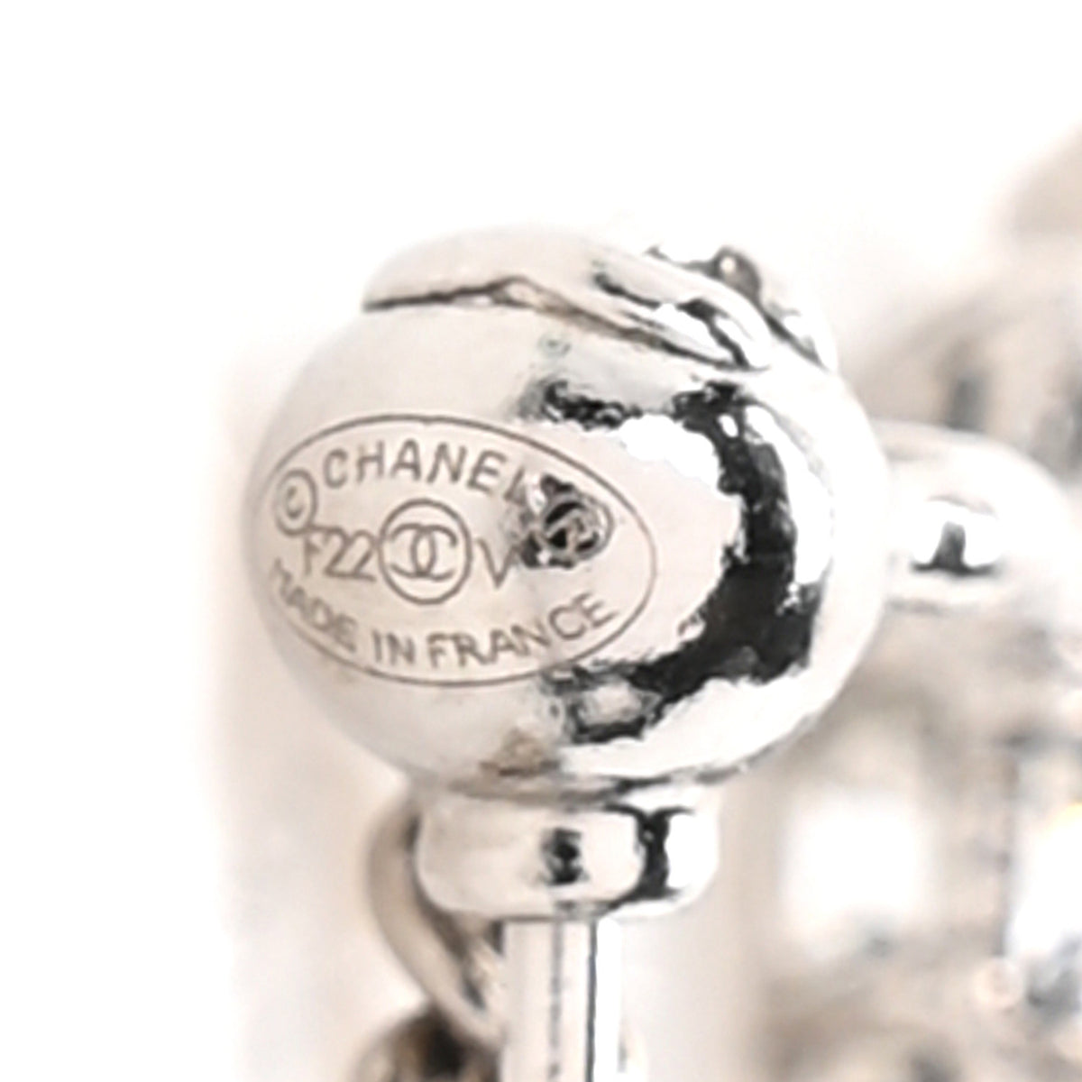 Chanel Baguette Crystal CC Drop Earrings Silver 4 of 5