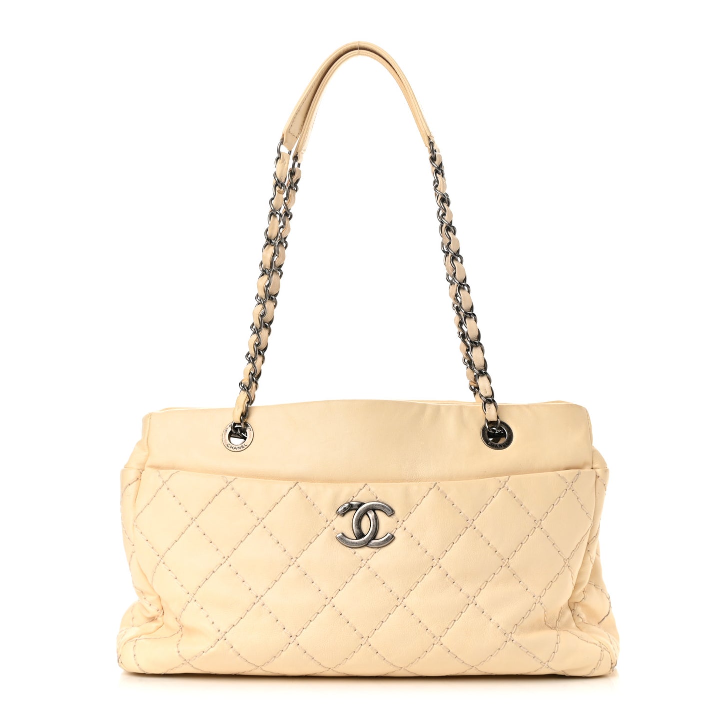 Calfskin Medium Stitch It Tote Beige