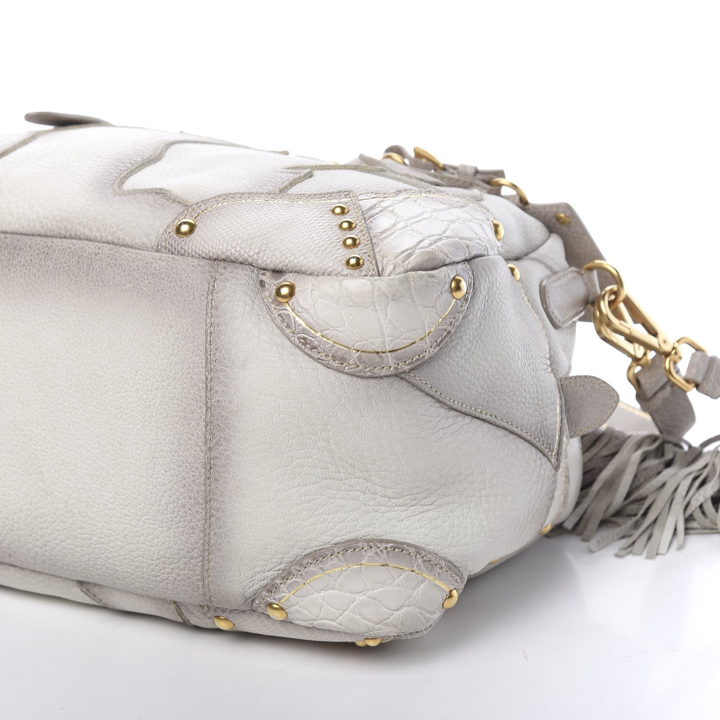 Cervo Patchwork Fringe Bowler Bianco