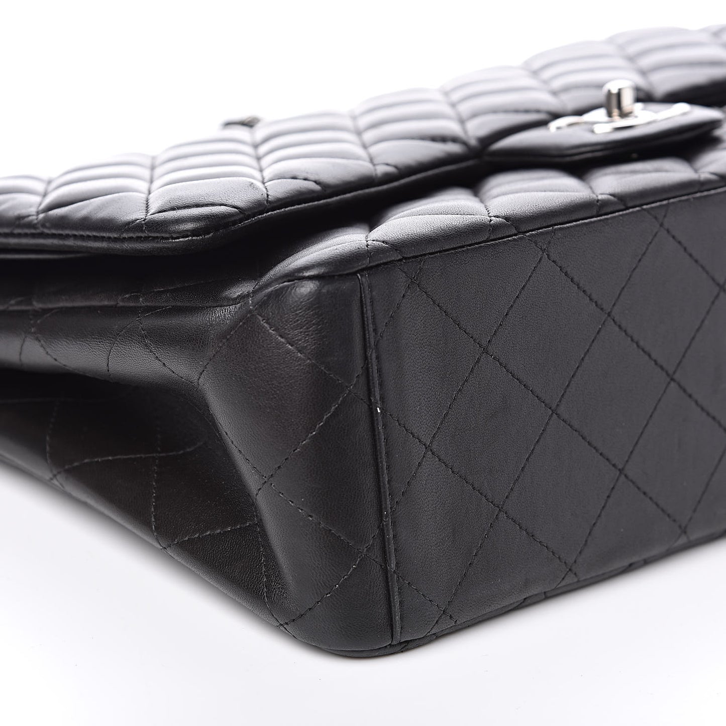 Lambskin Quilted Maxi Double Flap Black