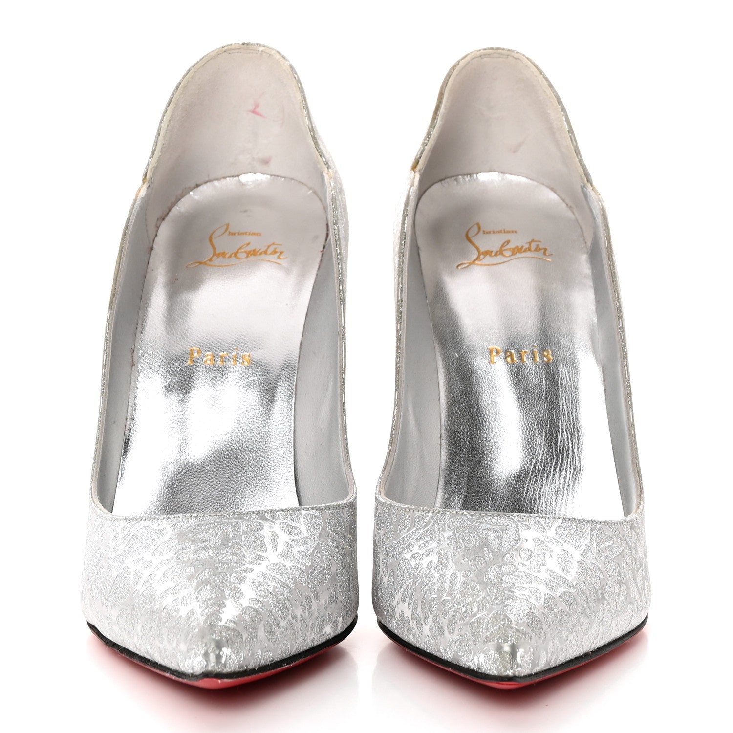 Christian Louboutin Glitter Specchio Hot Chick 100 Pumps 40.5 Silver 2 of 15
