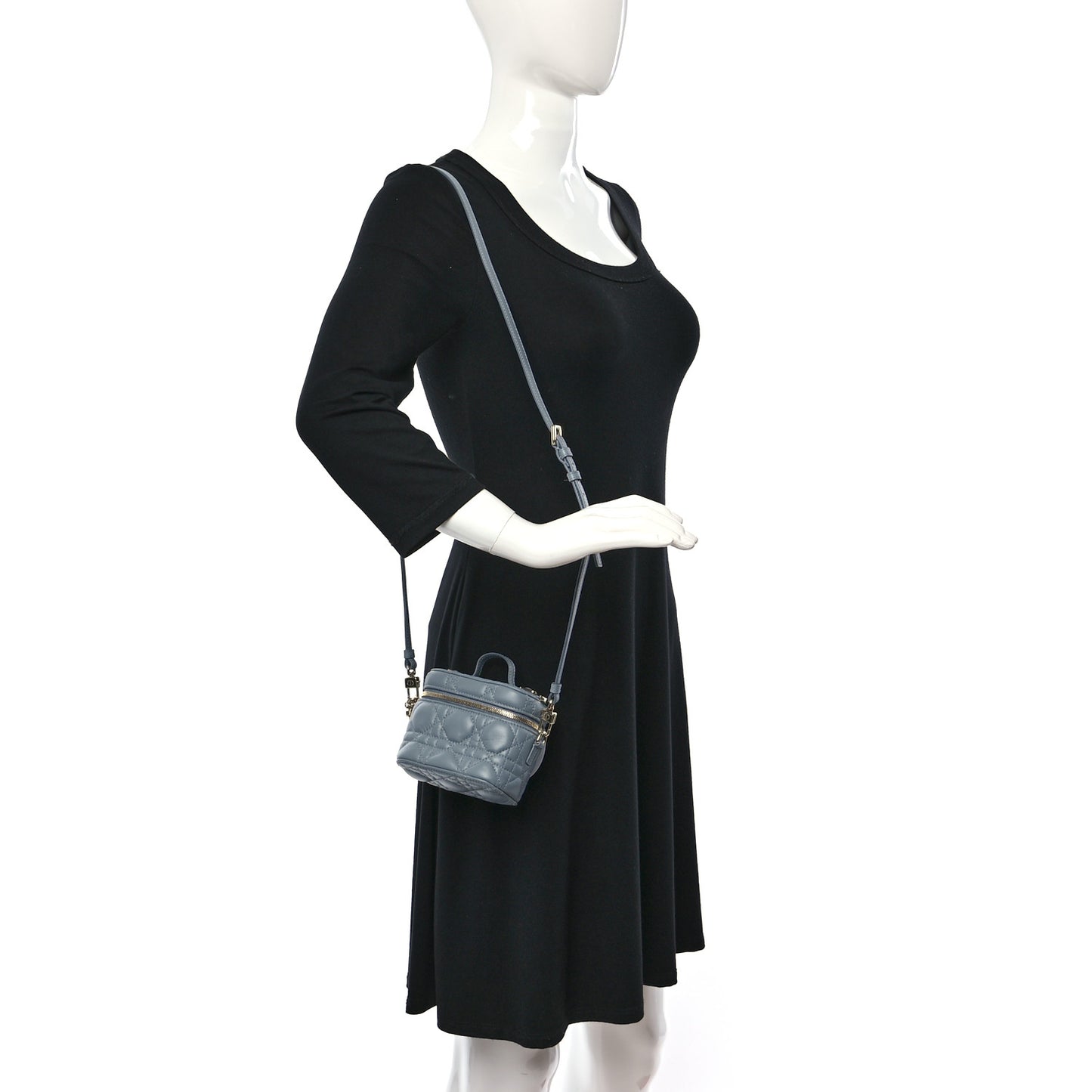 Lambskin Cannage Micro Lady Dior Vanity Case Blue