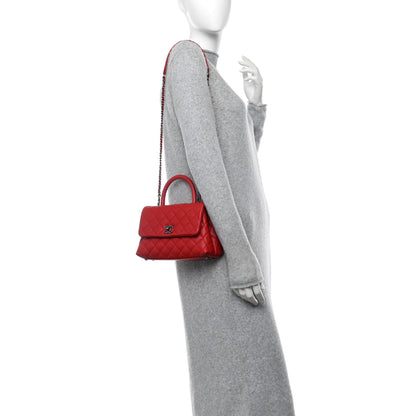 Chanel Caviar Quilted Mini Coco Handle Flap Red 2 of 10