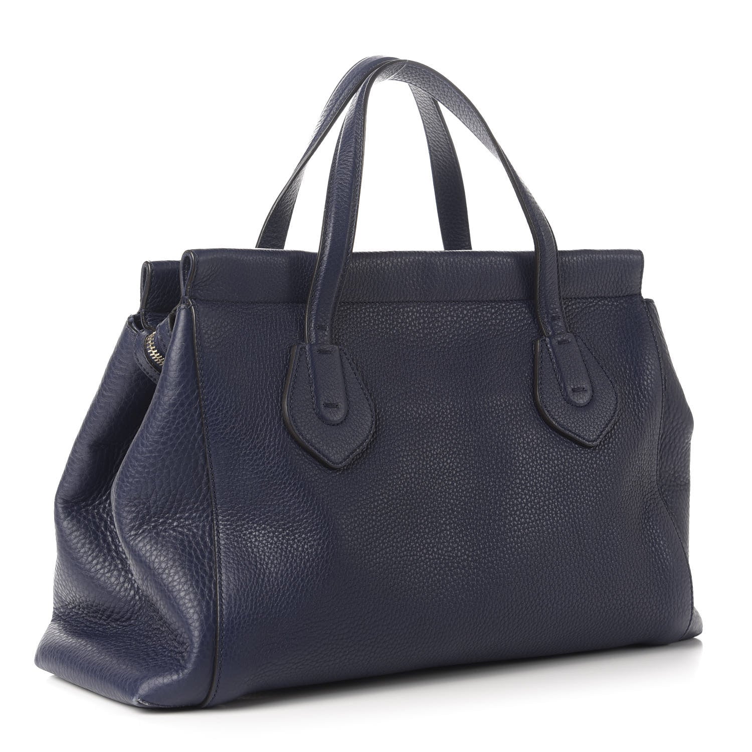 Gucci Pebbled Calfskin Large Lady Tassel Top Handle Bag Dark Blue 3 of 11