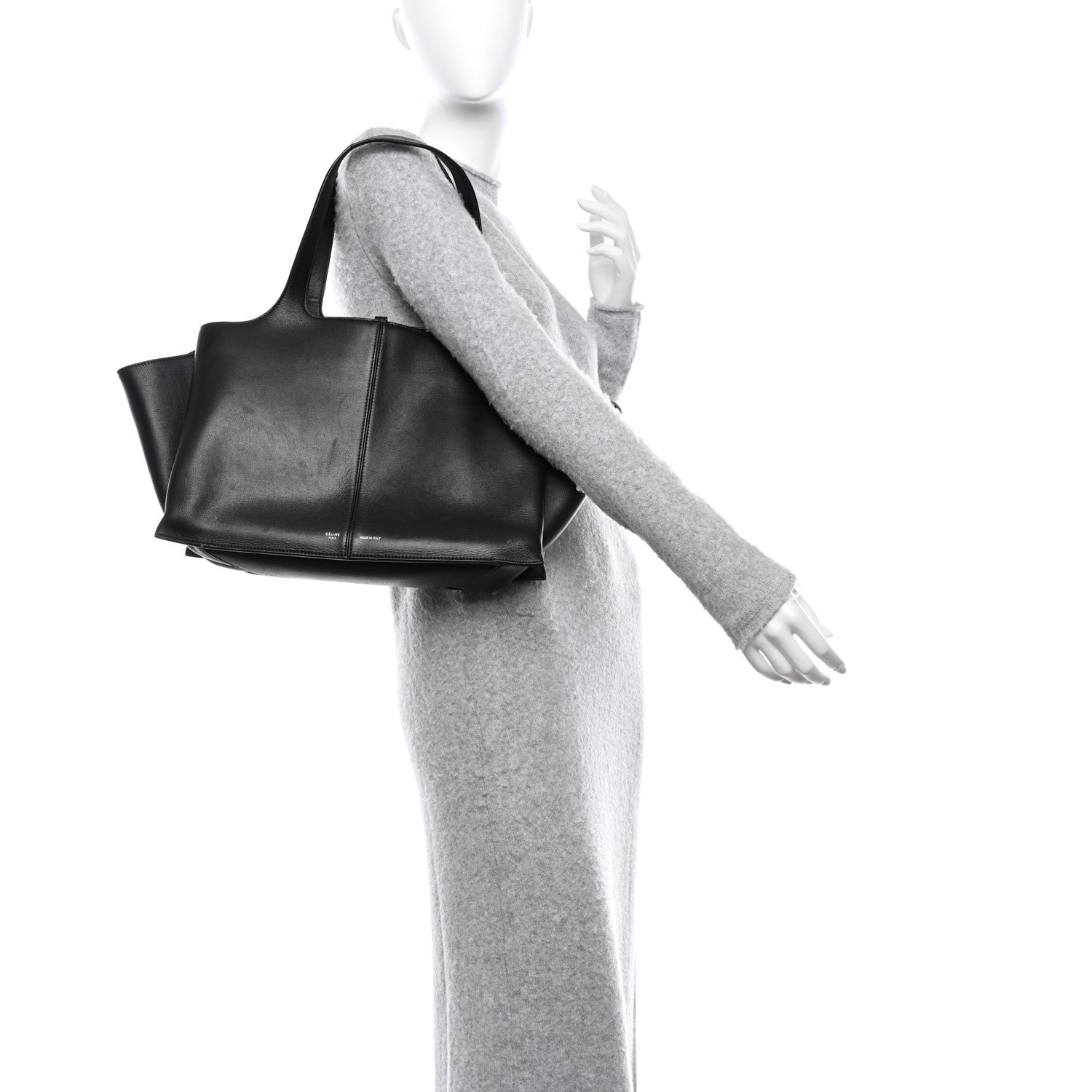 Celine Supple Natural Calfskin Medium Tri-Fold Bag Black 2 of 13