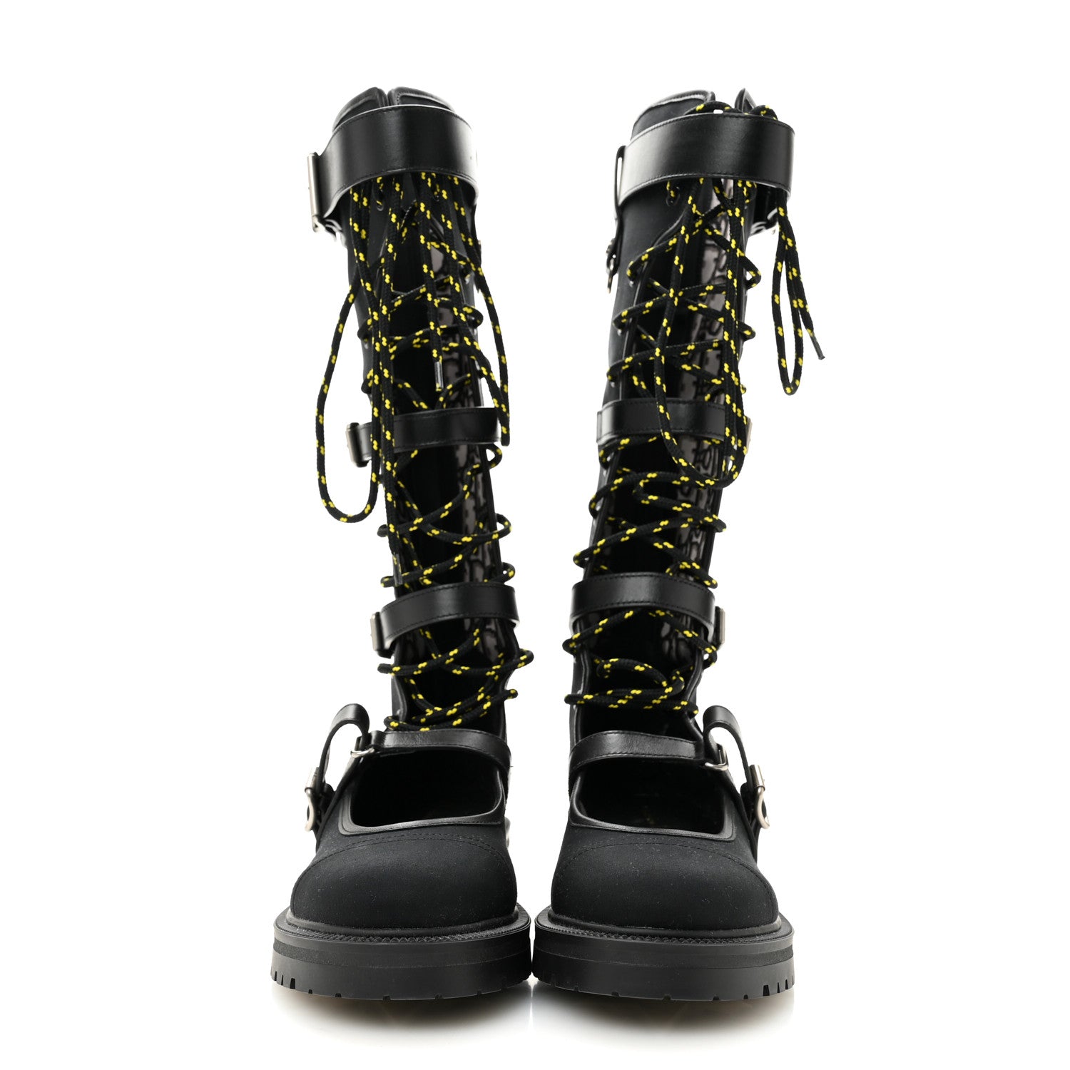 Christian Dior Technical Fabric Dioranger Lace Up High Boots 39.5 Black 2 of 8