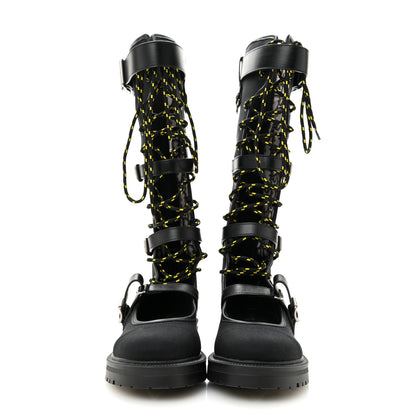 Christian Dior Technical Fabric Dioranger Lace Up High Boots 39.5 Black 2 of 8