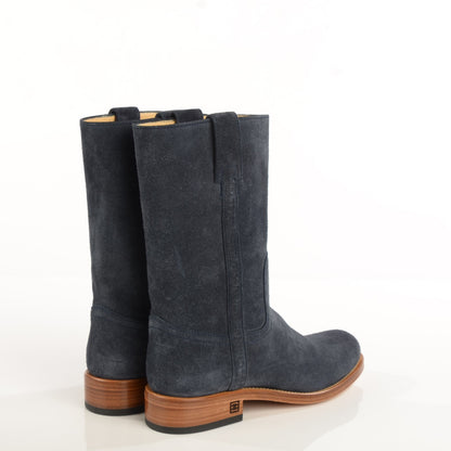 Chanel Suede Logo Boots 37.5 Navy 5 of 10