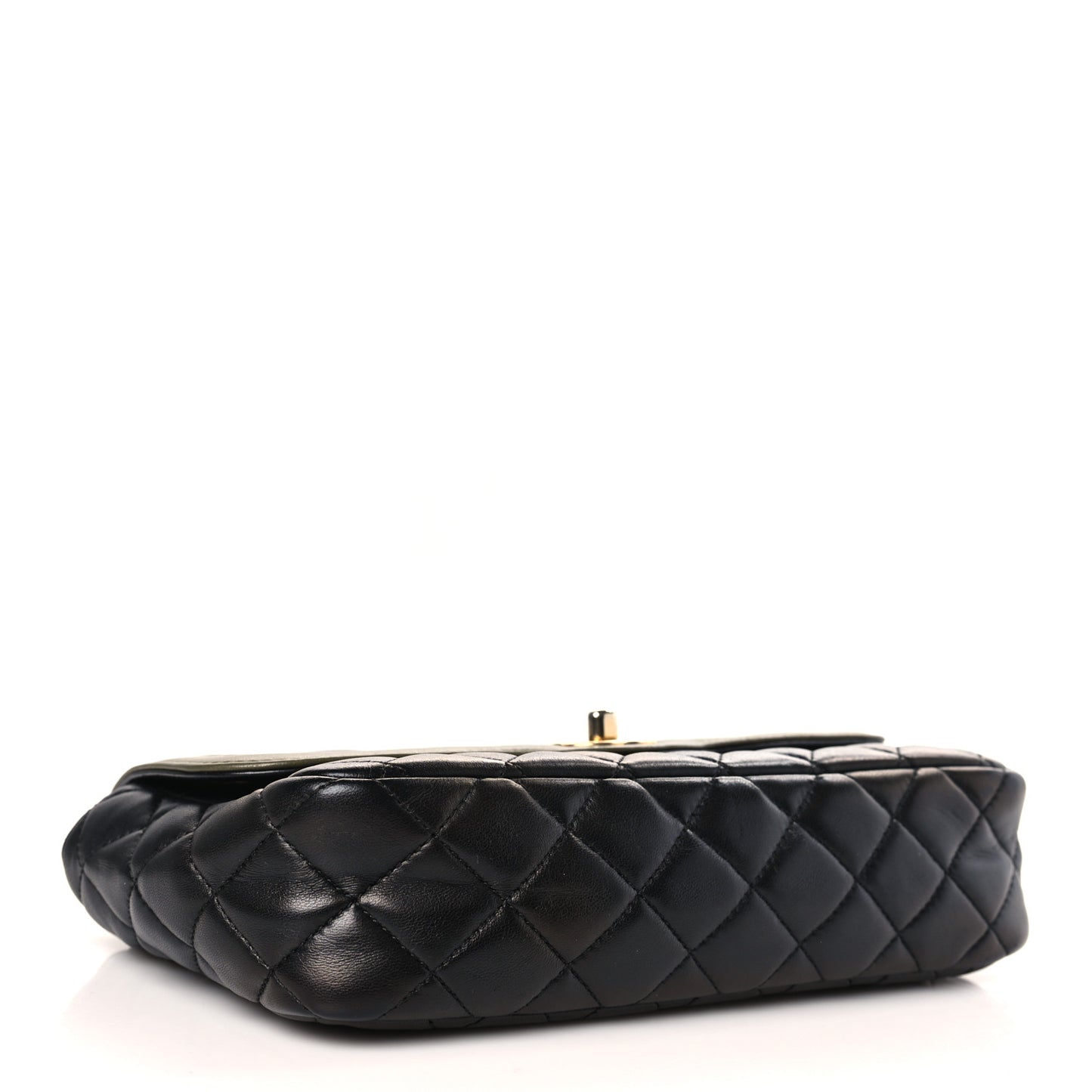 Lambskin Quilted Small Two Tone Day Flap Black Kaki