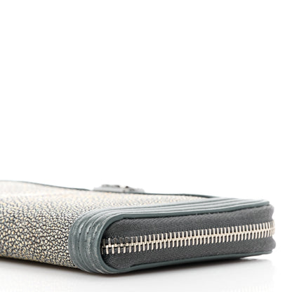 Chanel Metallic Galuchat Stingray Lambskin Boy Gusset Zip Wallet Dark Silver 11 of 11