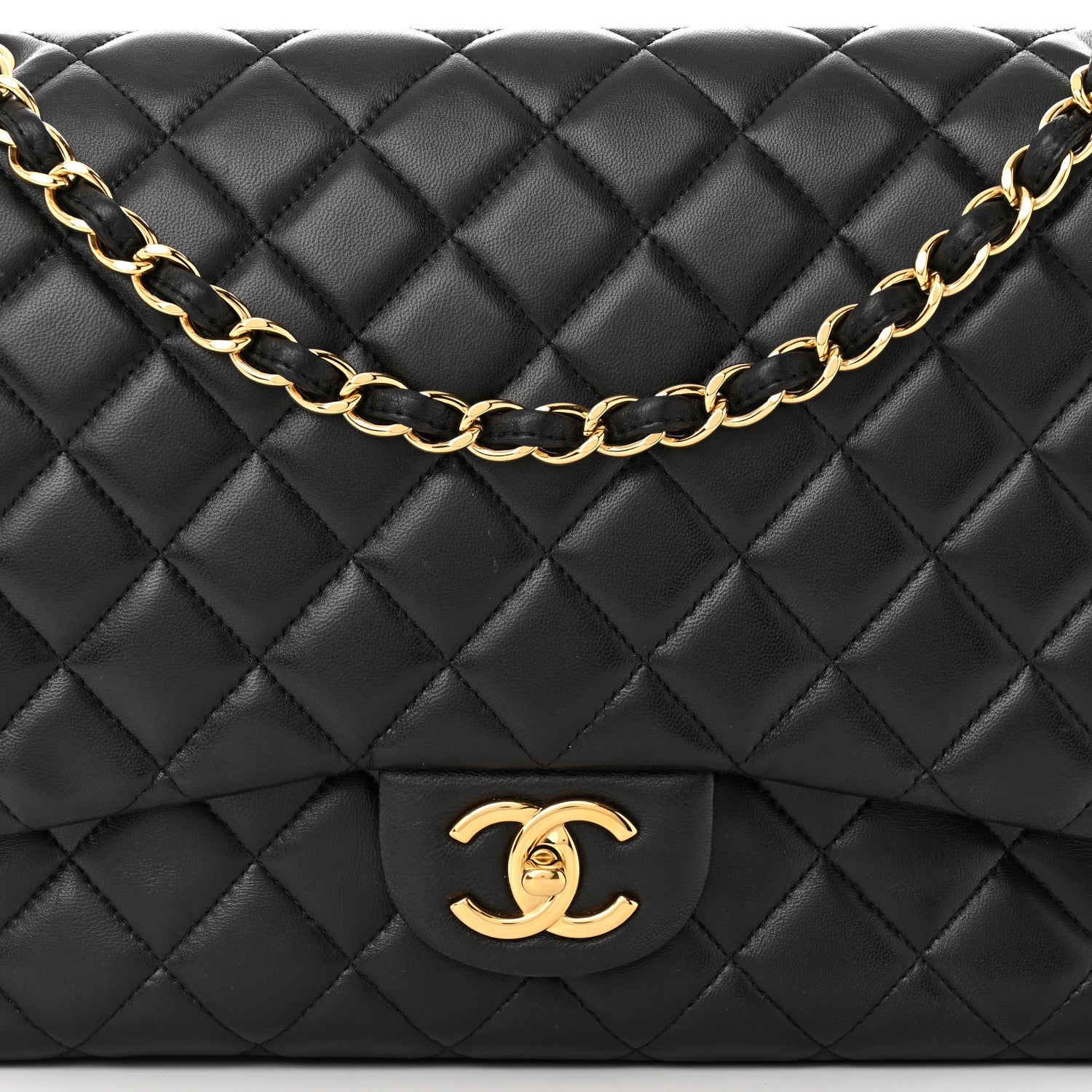 Chanel Lambskin Quilted Maxi Double Flap Black 8 of 14