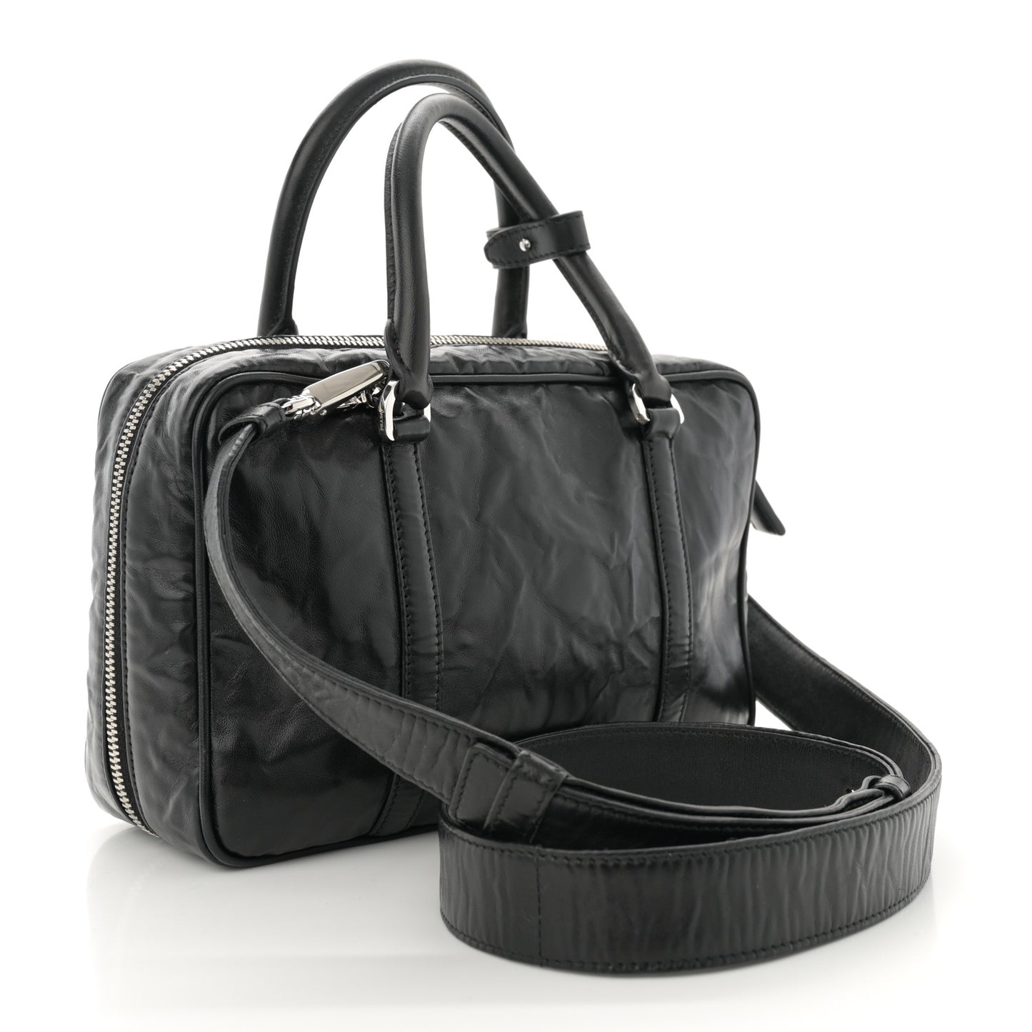 Nappa Antique Medium Re-Edition 2001 Two Handle Bag Black