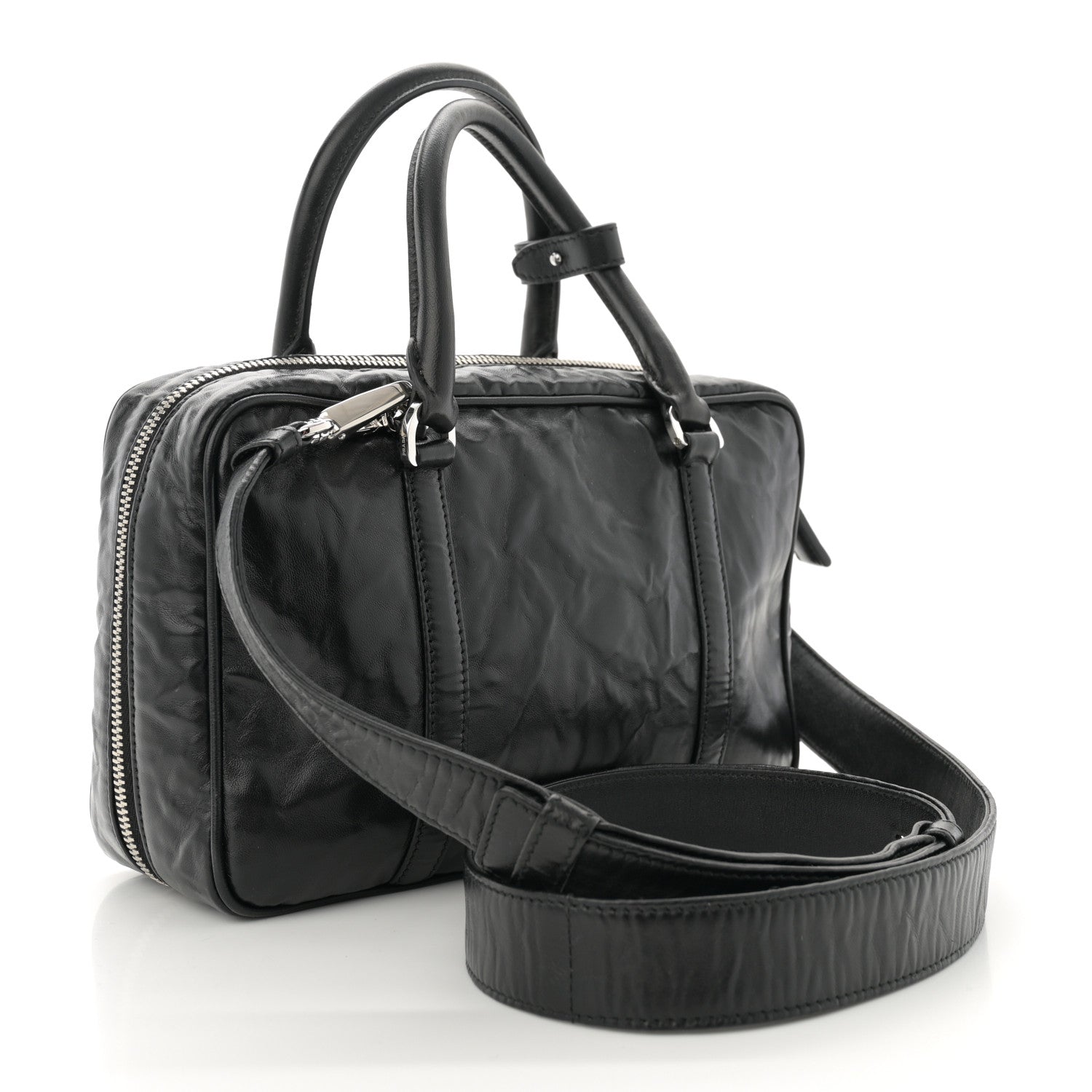 Prada Nappa Antique Medium Re-Edition 2001 Two Handle Bag Black 4 of 12