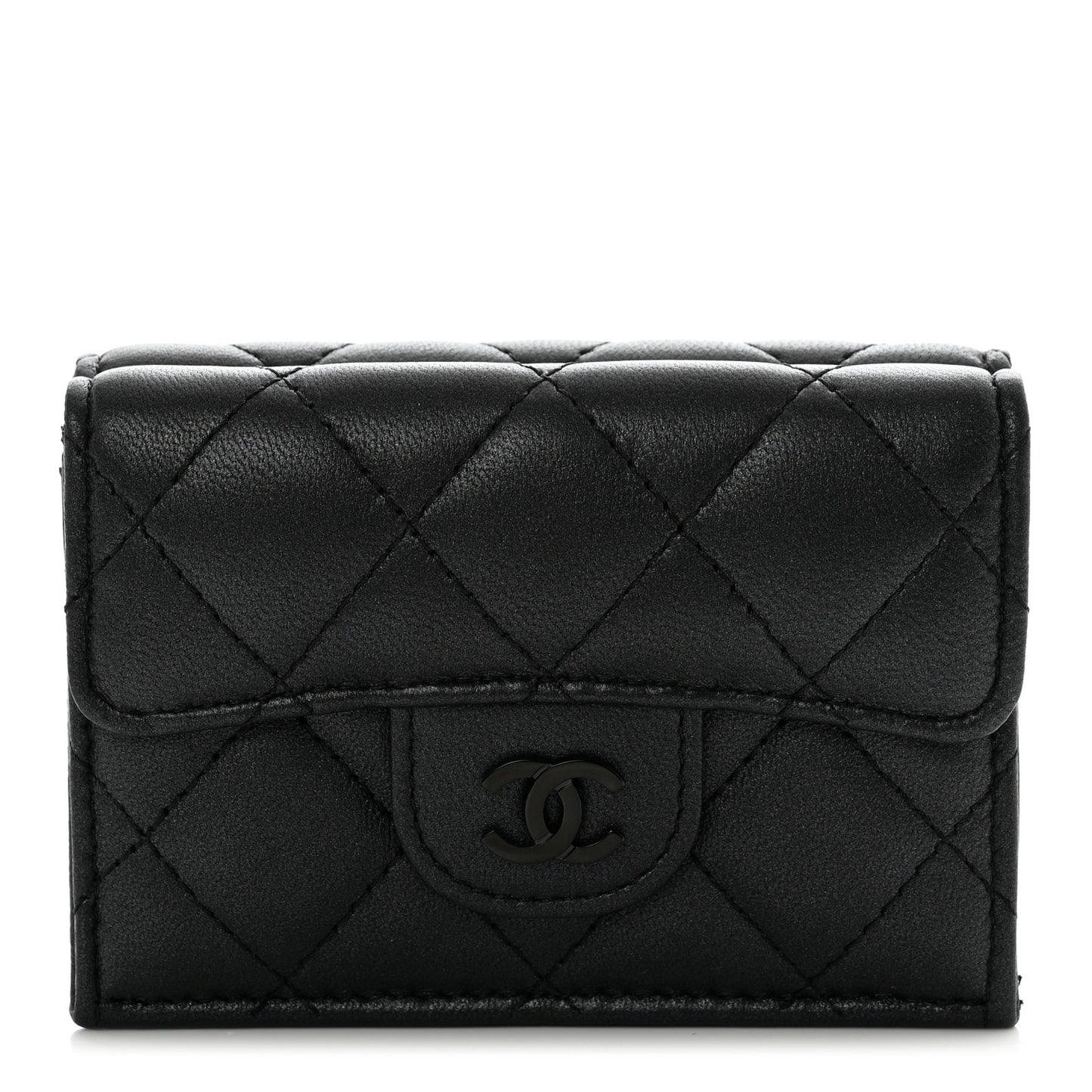 Lambskin Quilted Double Flap Wallet So Black