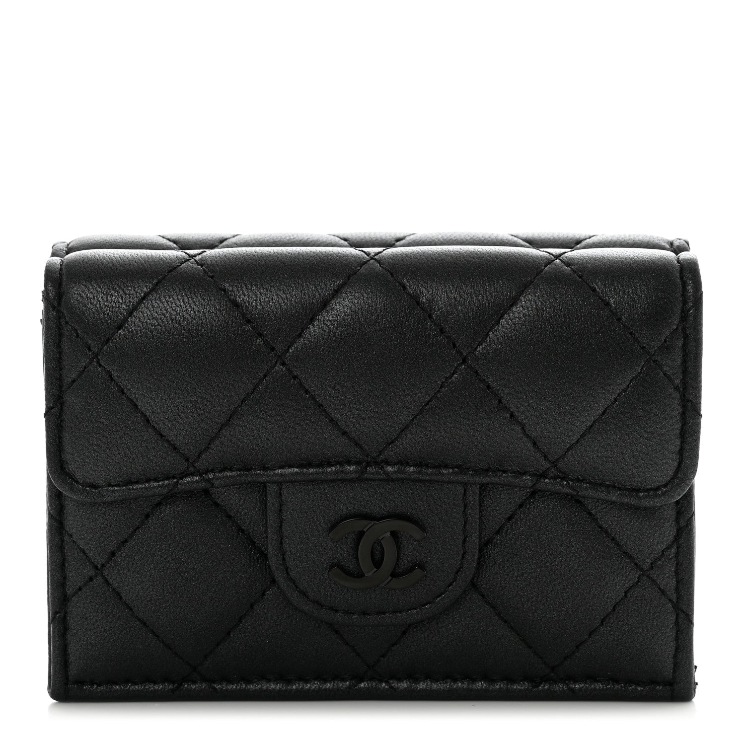 Chanel Lambskin Quilted Double Flap Wallet So Black 1 of 8