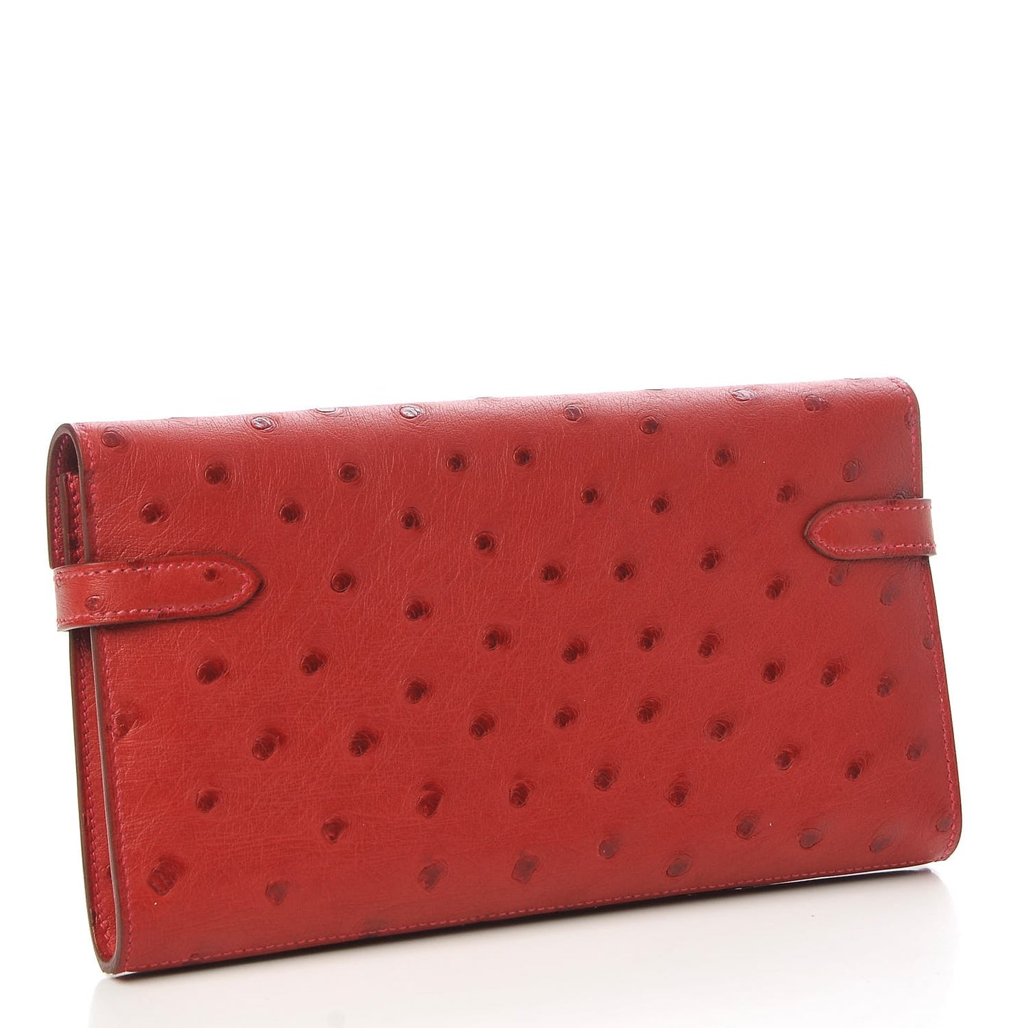 Ostrich Kelly Longue Wallet Rouge Vif