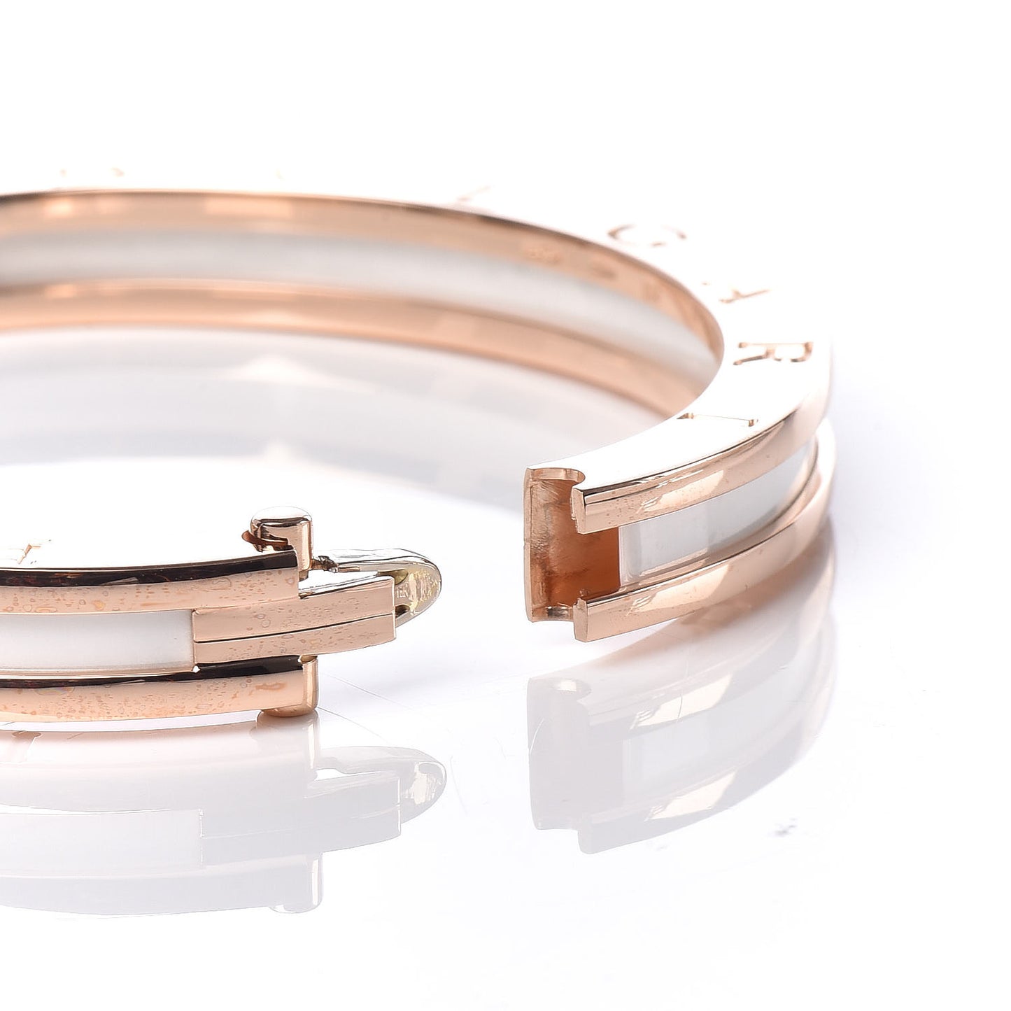 18K Rose Gold White Ceramic B.Zero1 Bangle Bracelet M