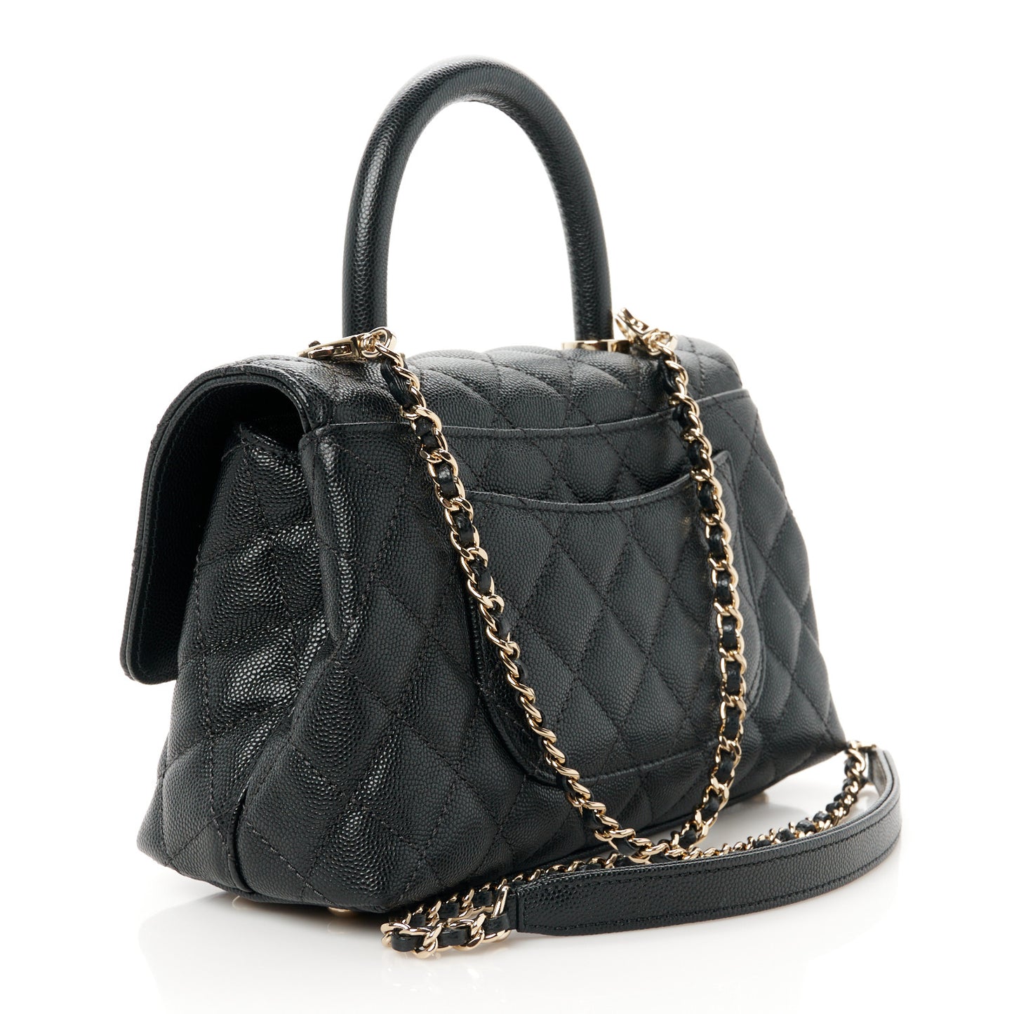 Caviar Quilted Mini Coco Handle Flap Black