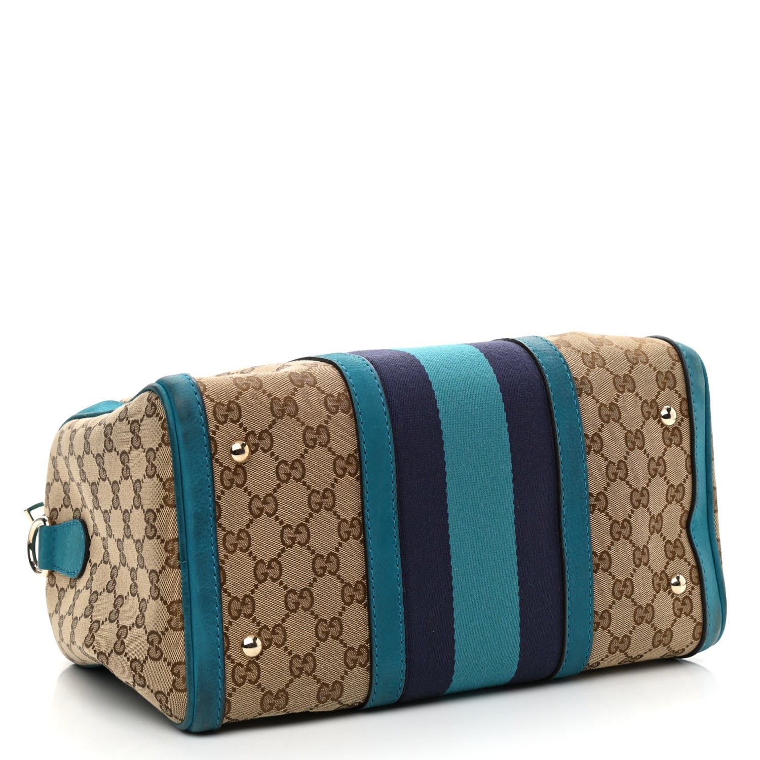 Gucci Monogram Vintage Web Medium Boston Teal 3 of 9