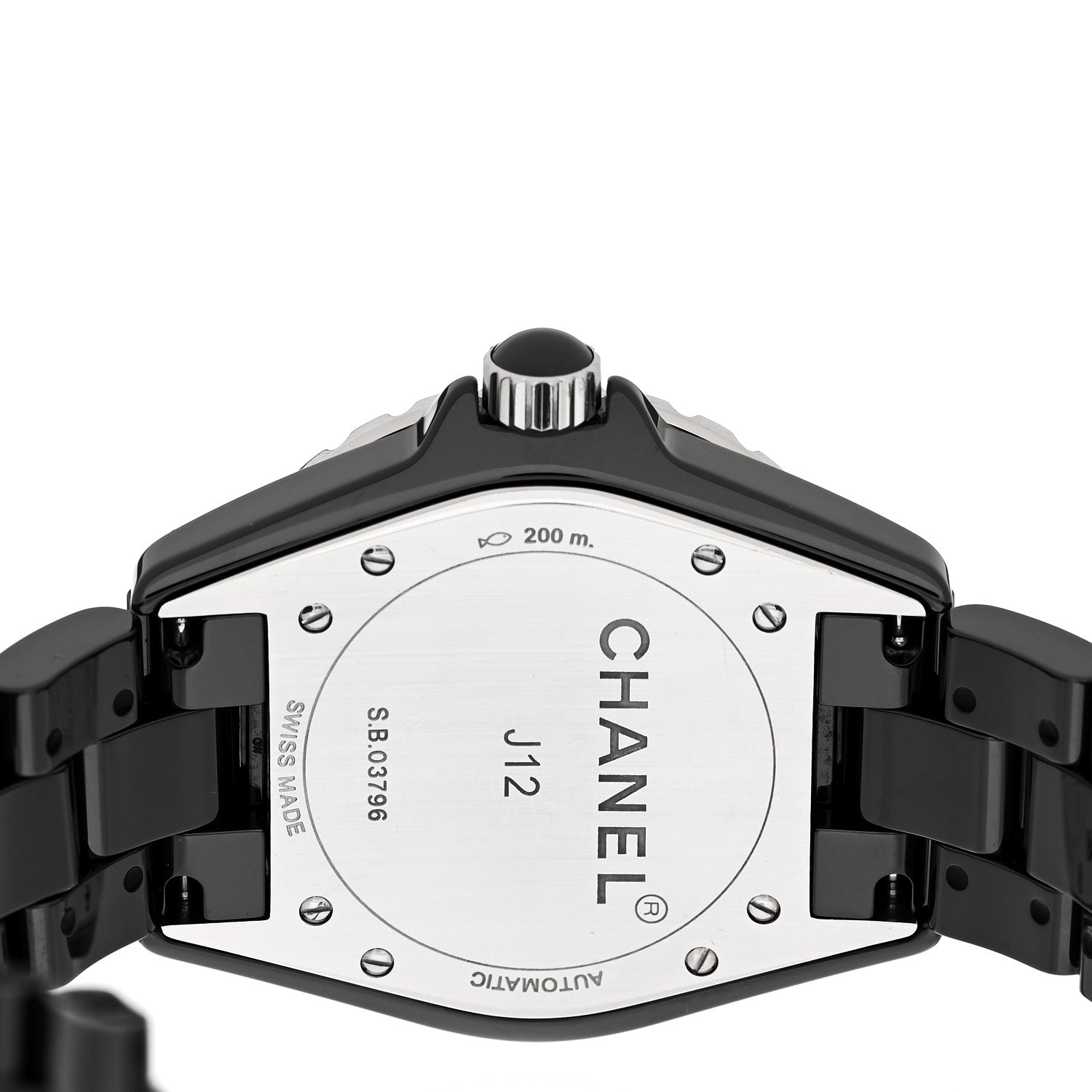 Chanel Stainless Steel Ceramic Diamond 38mm J12 Automatic Watch Black 4 of 4