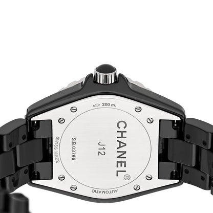 Chanel Stainless Steel Ceramic Diamond 38mm J12 Automatic Watch Black 4 of 4