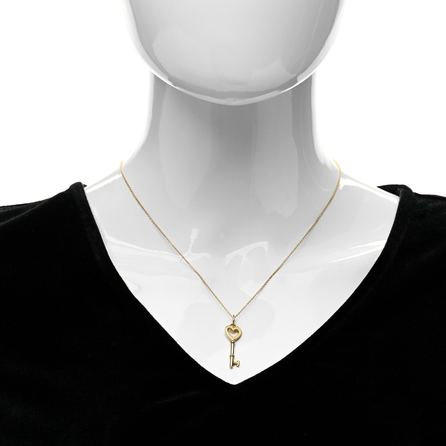 18K Yellow Gold Mini Heart Key Pendant Necklace