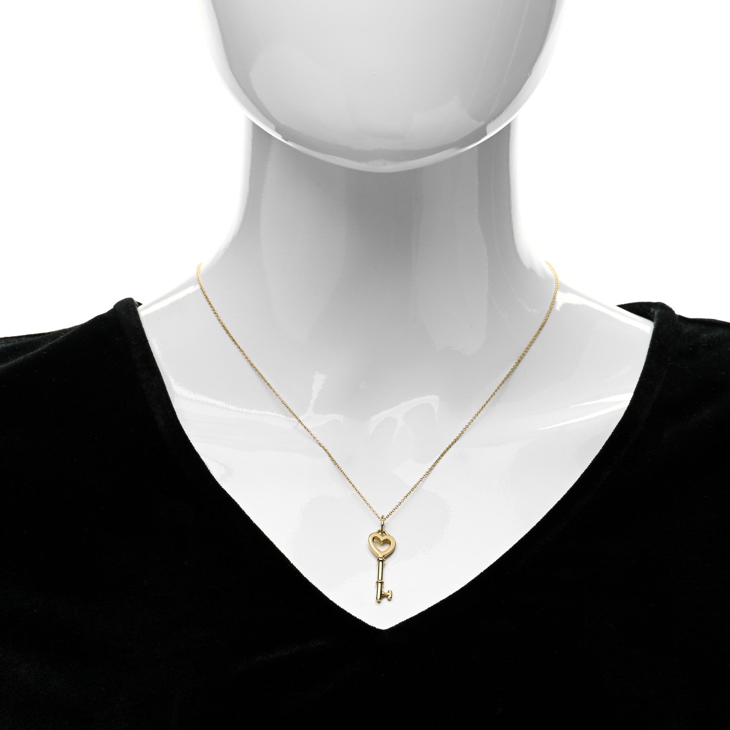 Tiffany 18K Yellow Gold Mini Heart Key Pendant Necklace 2 of 4