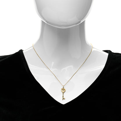 Tiffany 18K Yellow Gold Mini Heart Key Pendant Necklace 2 of 4