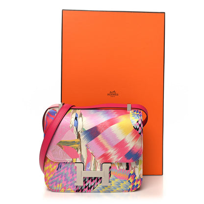 Hermes Swift Silk Marble Printed Constance 24 Rose Azalee Rose Mexico 11 of 11