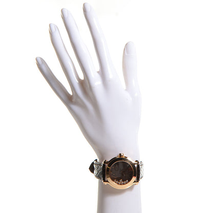 Chopard 18K Rose Gold Alligator 7 Diamond 36mm Happy Sport Quartz Watch Champagne 2 of 9
