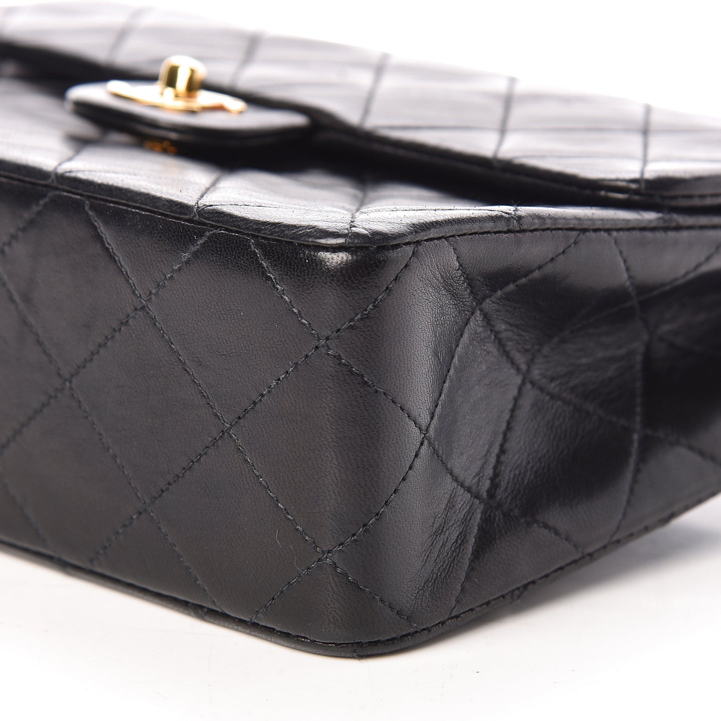 Lambskin Quilted Mini Square Flap Black