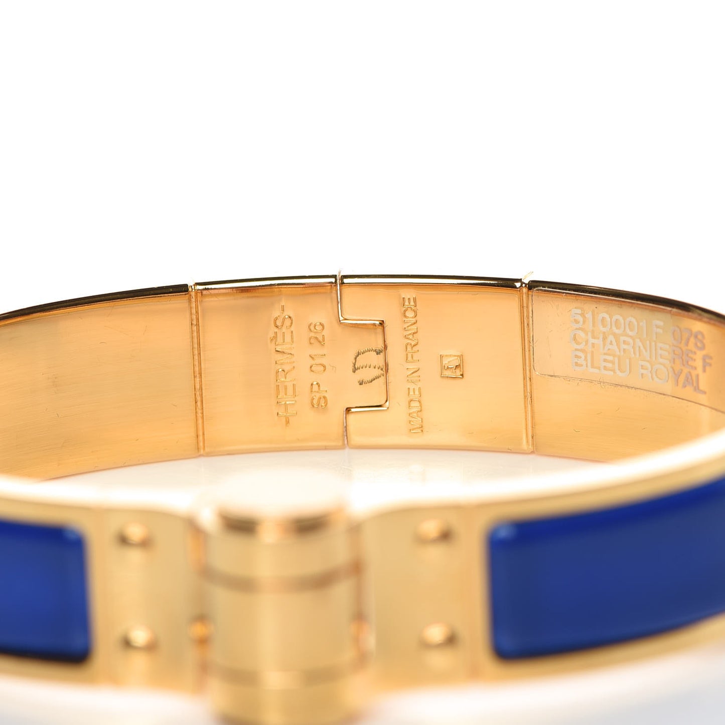 Enamel Charniere Uni Narrow Hinged Bracelet S Bleu Royal