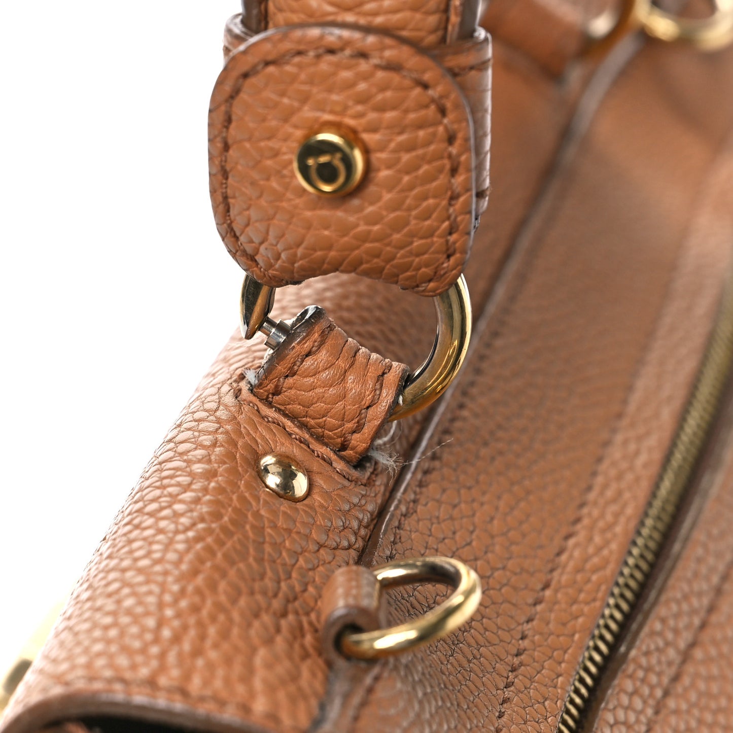 Grained Calfskin Sofia Satchel Brown