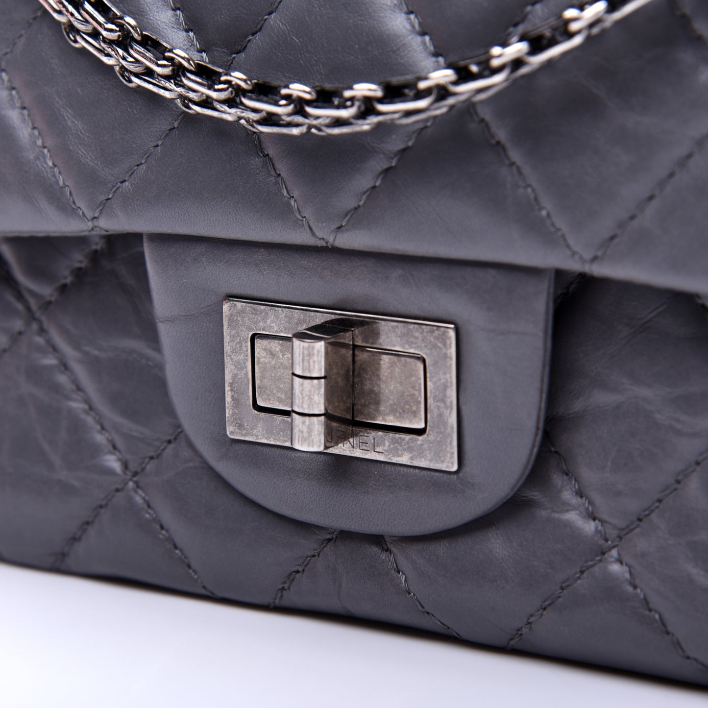 Aged Calfskin Quilted 2.55 Reissue 227 Flap Grey