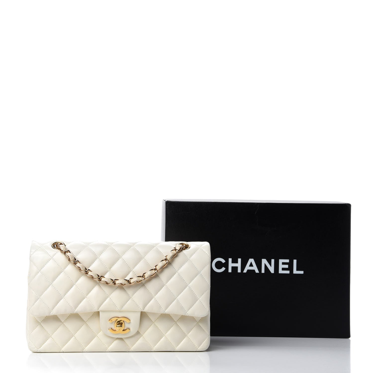 Chanel Lambskin Quilted Medium Double Flap White 25 of 25