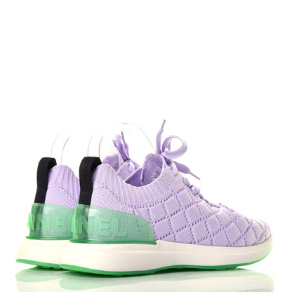 Chanel Mixed Fibers Quilted Womens CC Sneakers 38.5 Purple 4 of 8