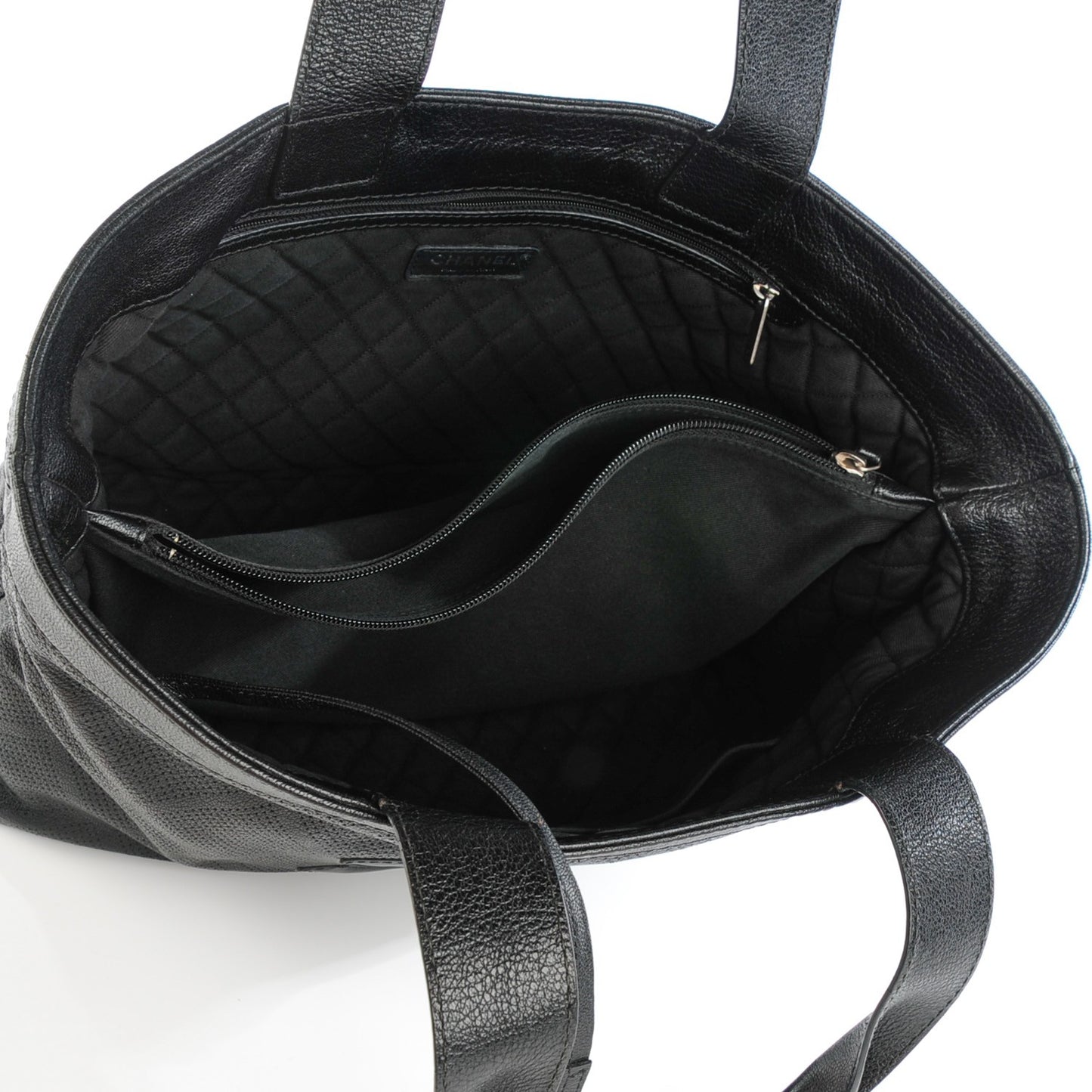 Lambskin Perforated Large CC Tote Black